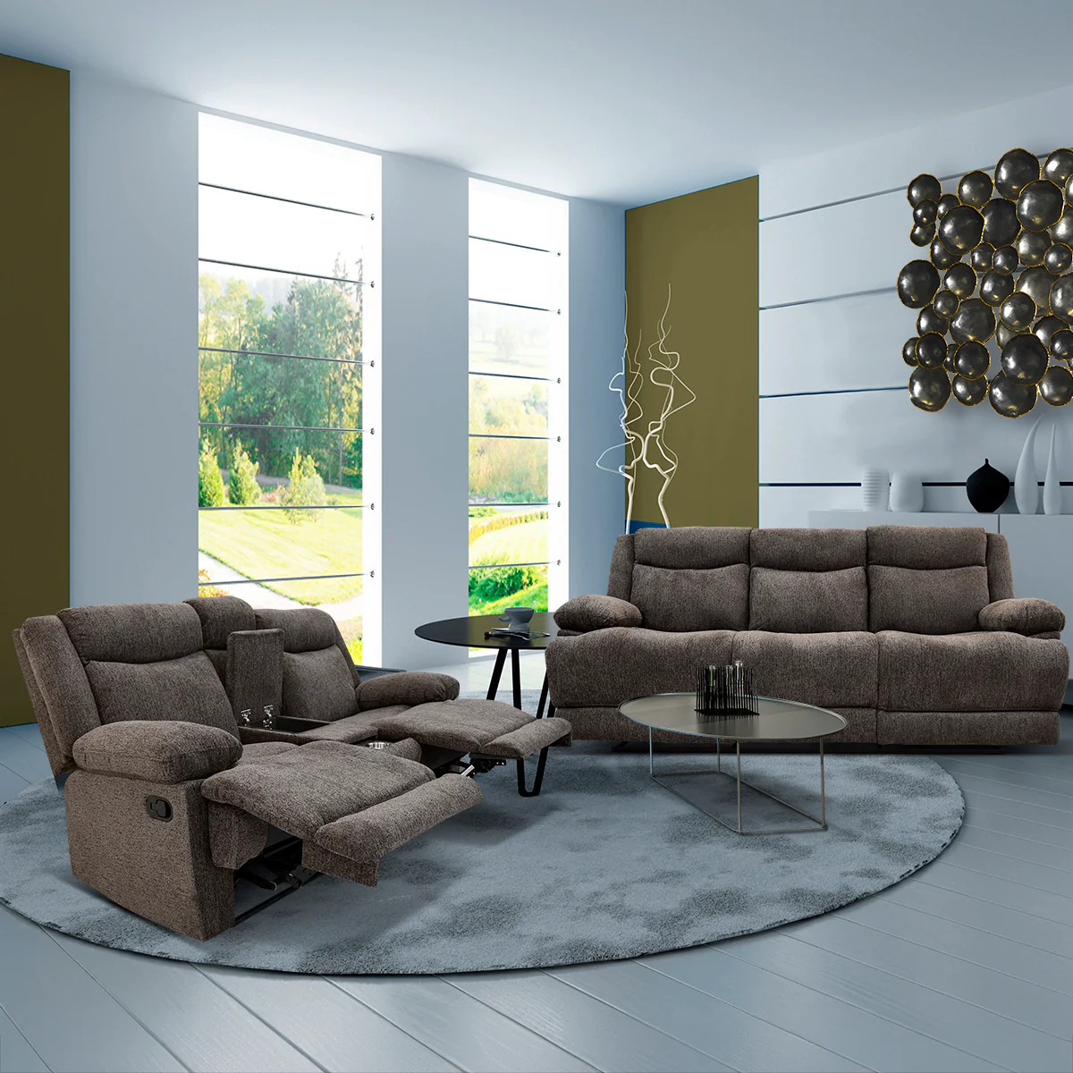 Sala Burgo Sofa y Love Seat - Chenille Gris