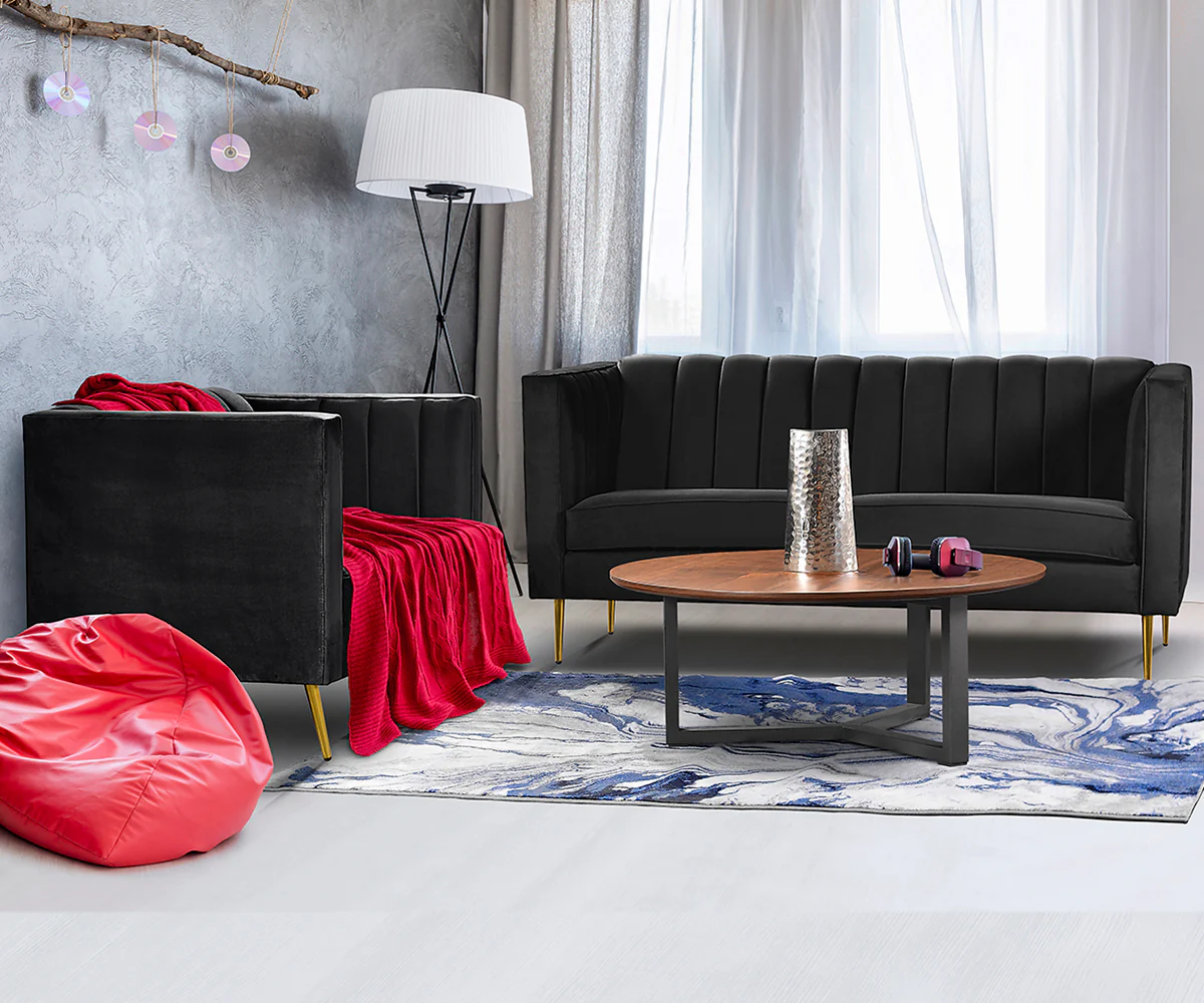 Sala Gala Sofá y Love Seat en Holland Velvet Black