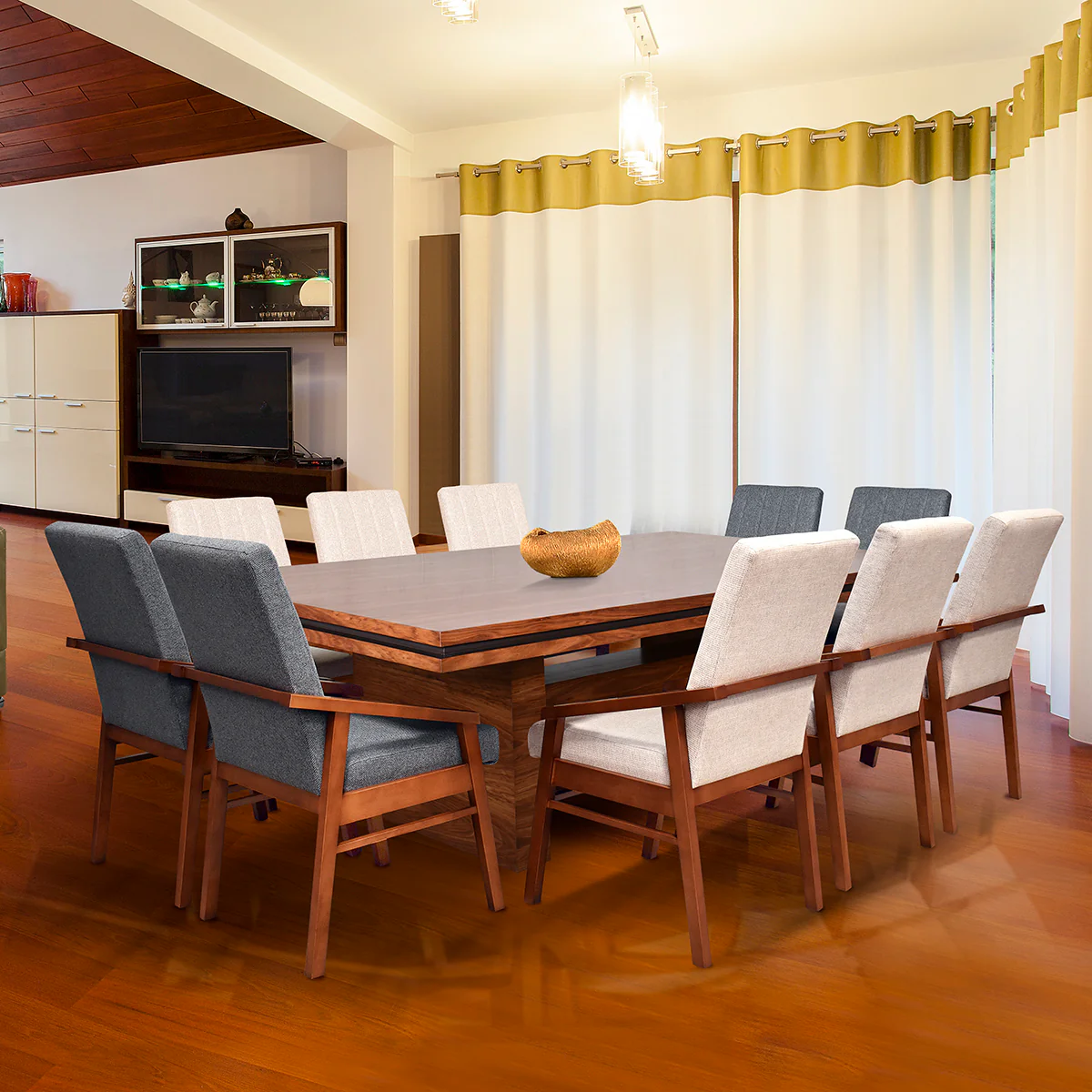 Comedor Valdivia 10 Sillas (6 Marmol y 4 Gris)