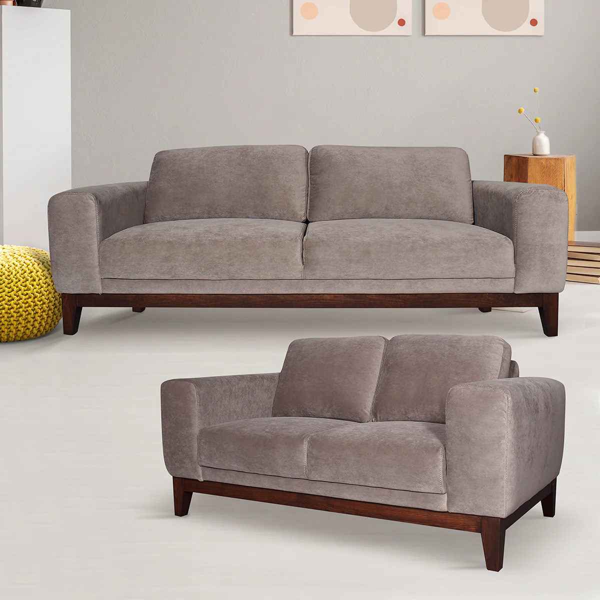 Sala William Sofá y Love Seat -  Alaska Nogal