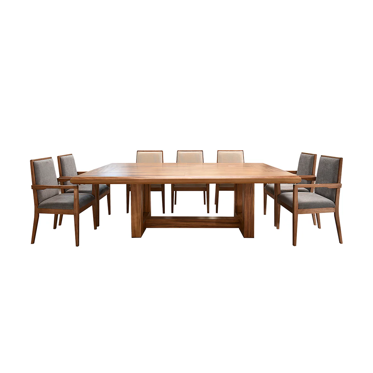 Comedor London - Parota - 6 Sillas Beige y 4 Sillas Gris