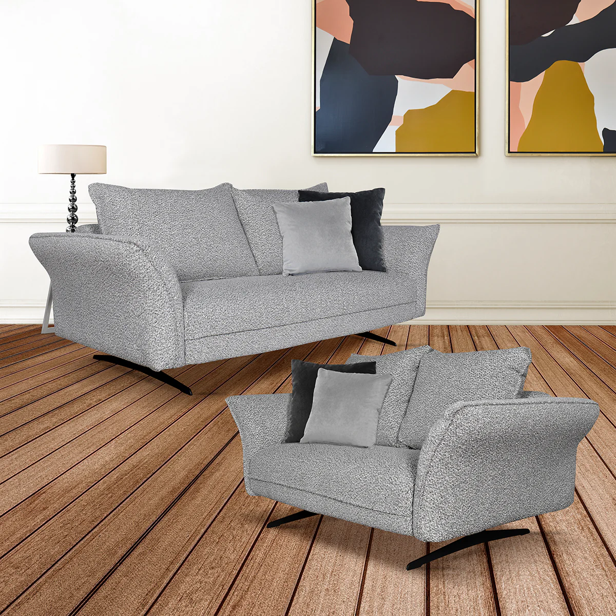 Sala Soul Sofá y Love Seat en Helsinki Stone