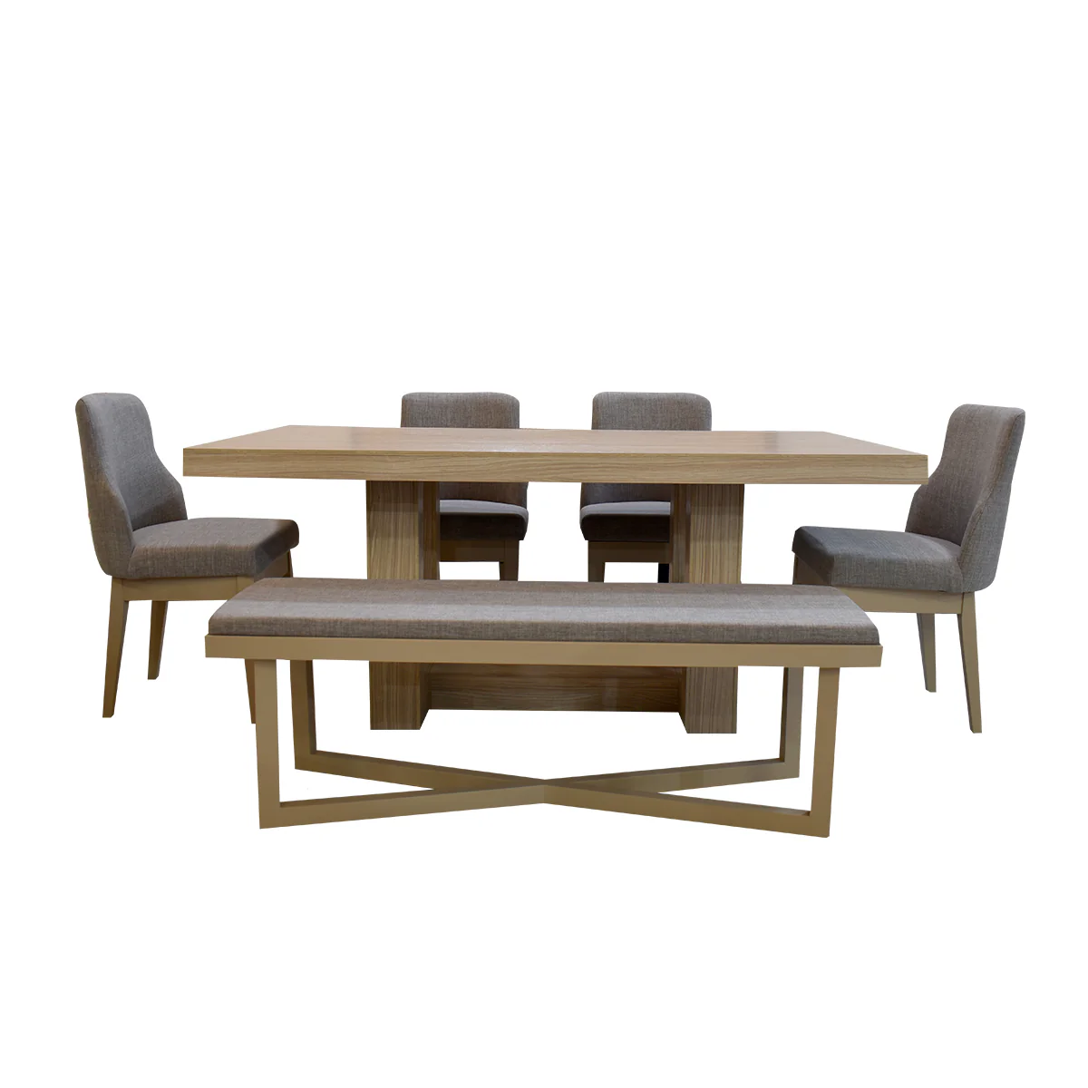 Comedor Bosco 4 Sillas y 1 Banca