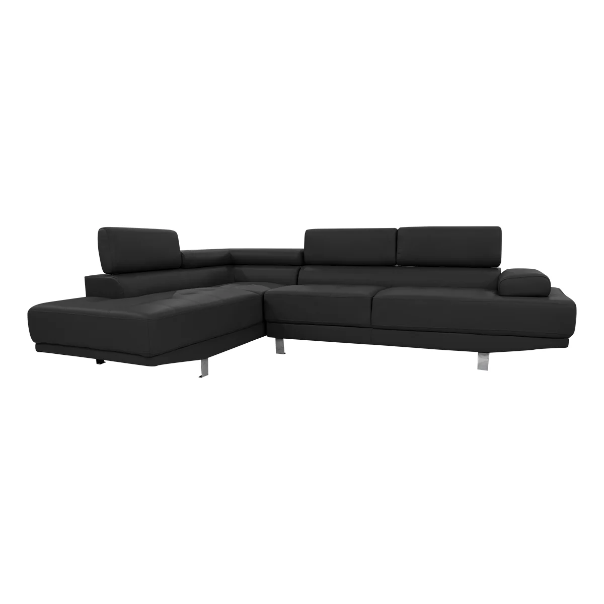 Sala esquinera Hanover Chaise Izquierdo - Tacto piel - Negro
