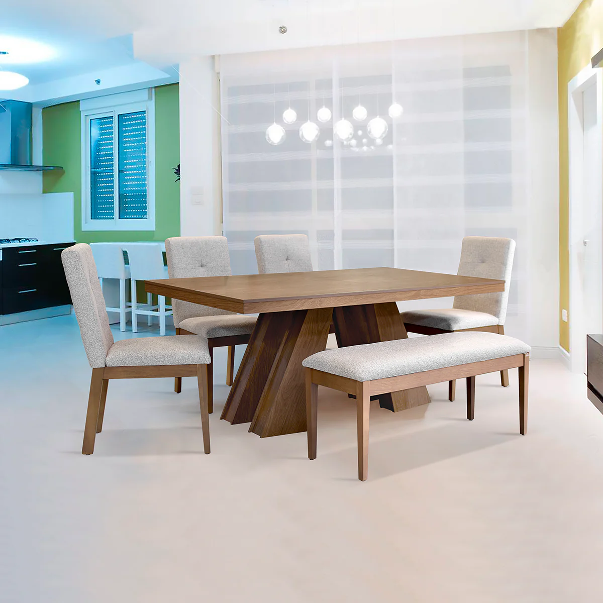 Comedor Dali 4 Sillas y 1 Banca