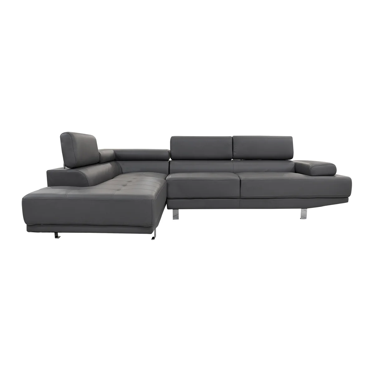 Sala esquinera Hanover Chaise Izquierdo - Tacto piel - Gris