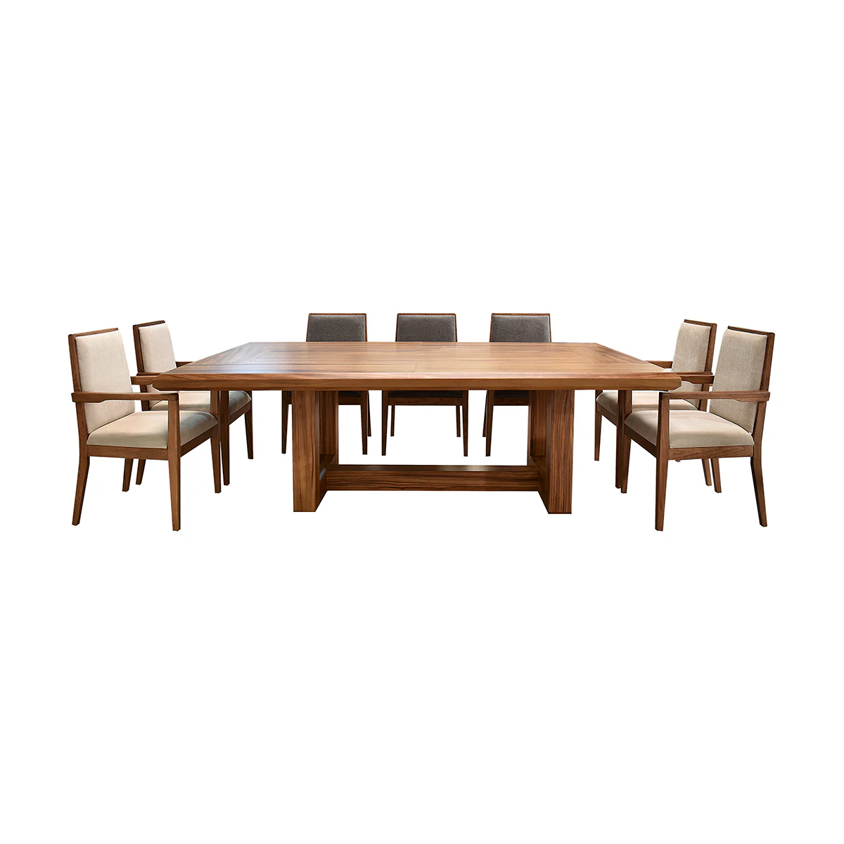Comedor London - Parota - 4 Sillas Beige y 6 Sillas Gris