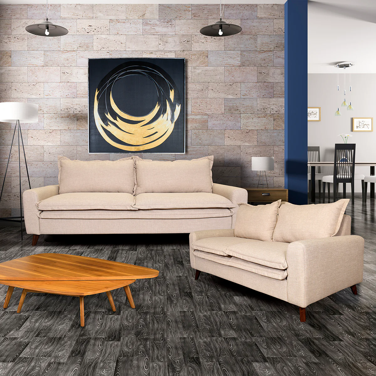 Sala Milos Sofa y Love Seat - Enora Cream