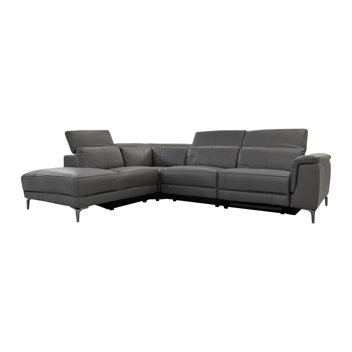 Sala Franklin Chaise Izquierdo/Reclinable Electrico en Piel Gris