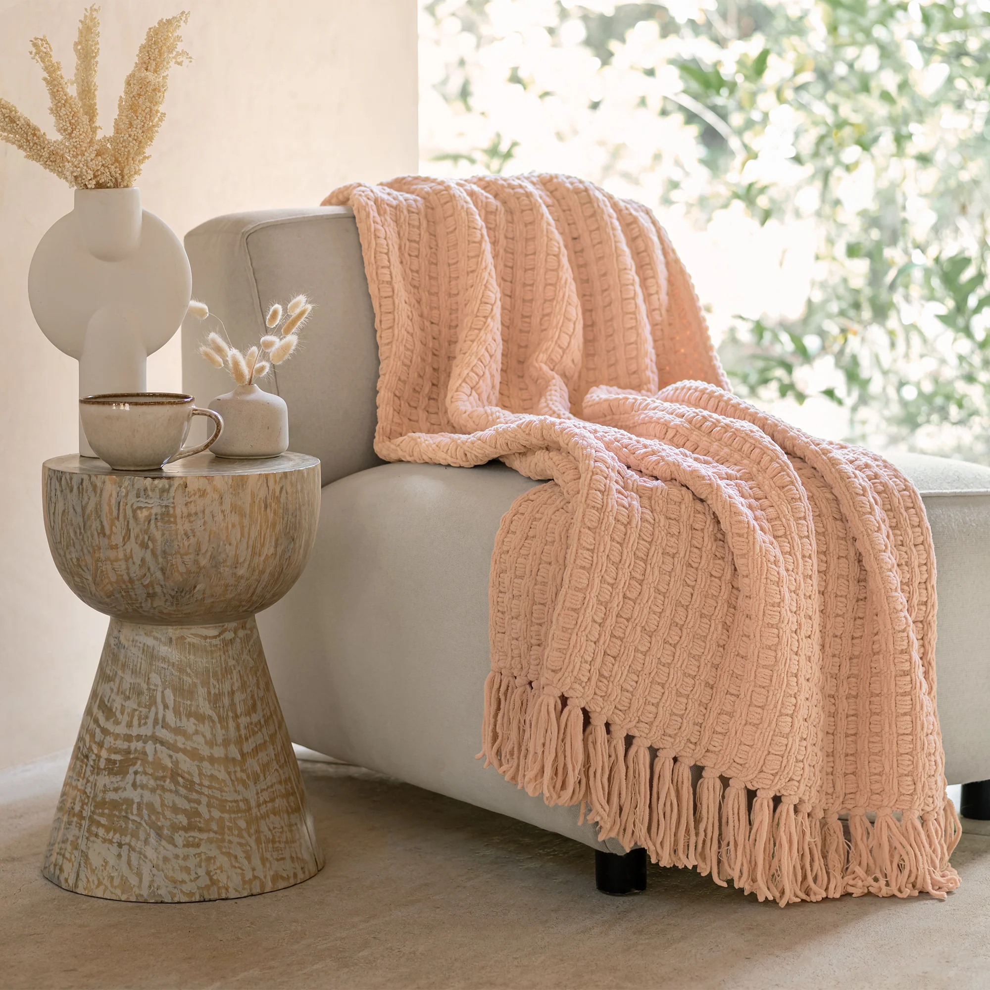 COBERTOR EVEREST CHENILLE ROSE