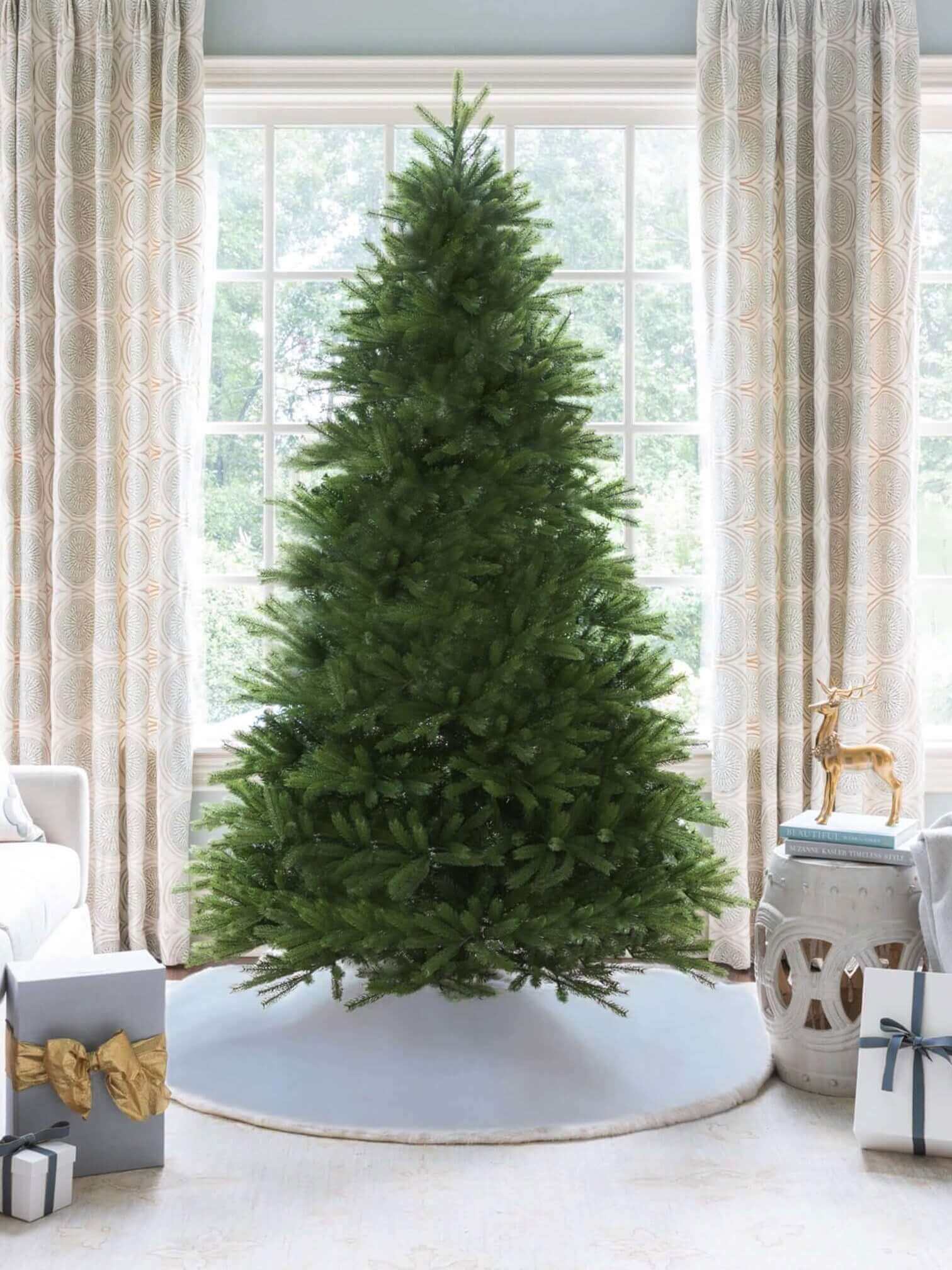 12' King Fraser Fir Artificial Christmas Tree with 2300 Warm White & Multi-Color LED Lights