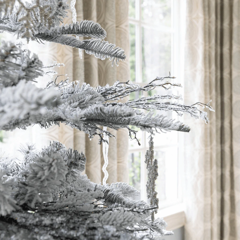 9' King Noble Flock Artificial Christmas Tree Unlit