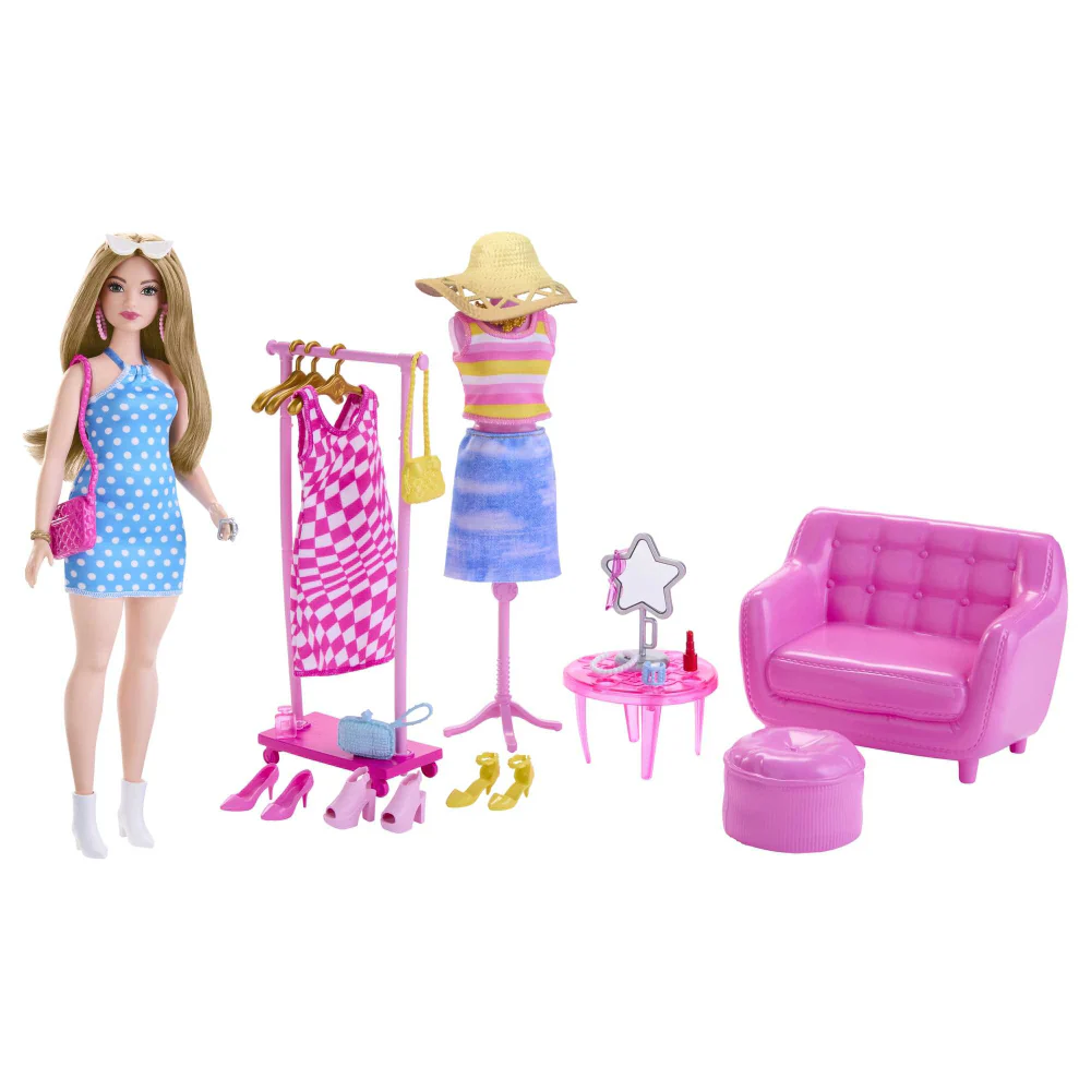 BARBIE CLOSET A LA MODA CON MUÑECA Y ACCESORIOS HPL78
