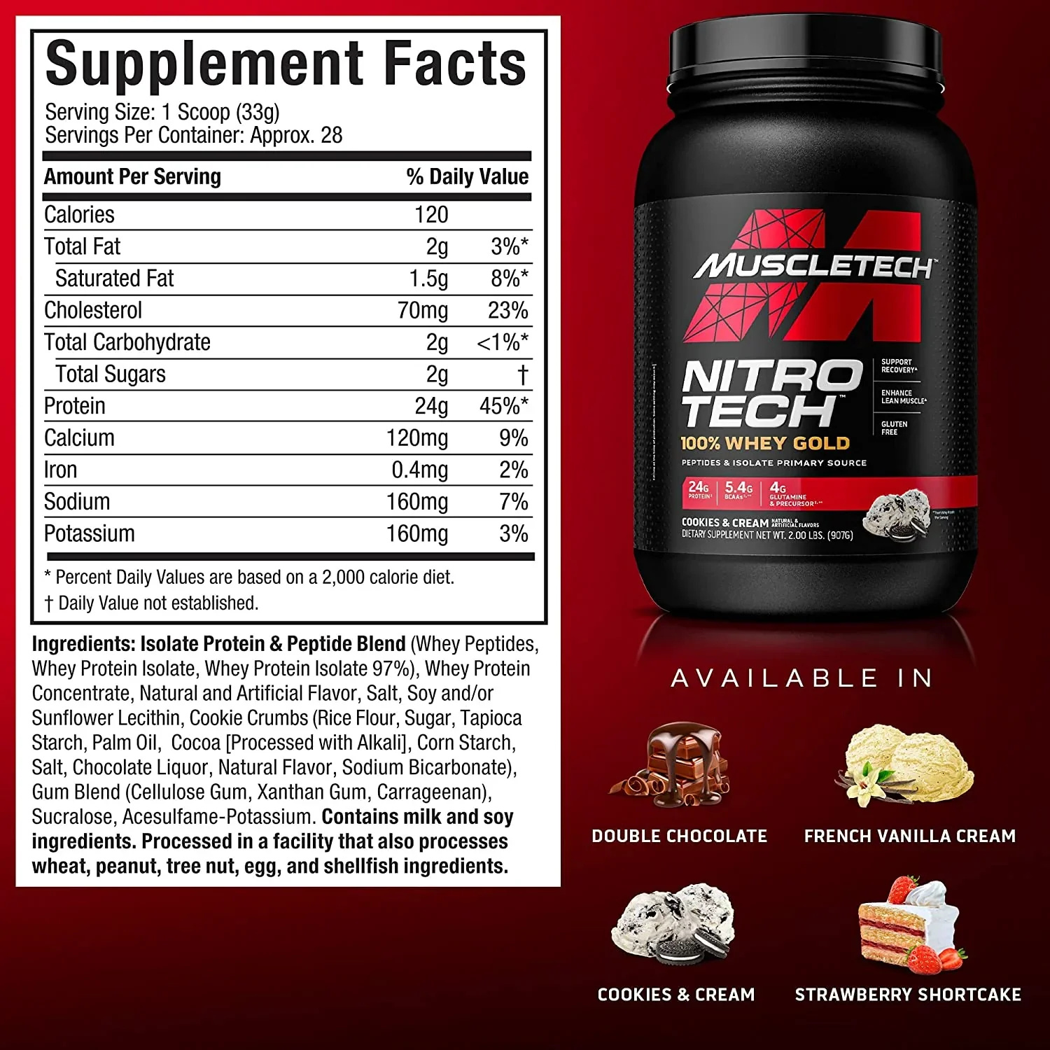 Muscletech Nitro Tech 100% Whey Gold 2 Lbs
