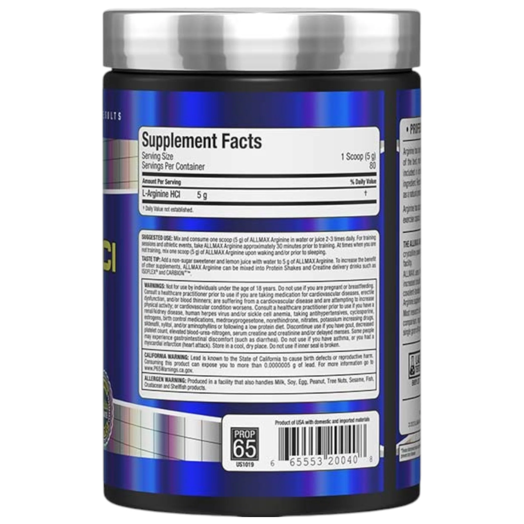 Allmax Arginine Hci 80 Servicios