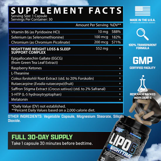 Nutrex Lipo6 Nighttime 30 Capsulas