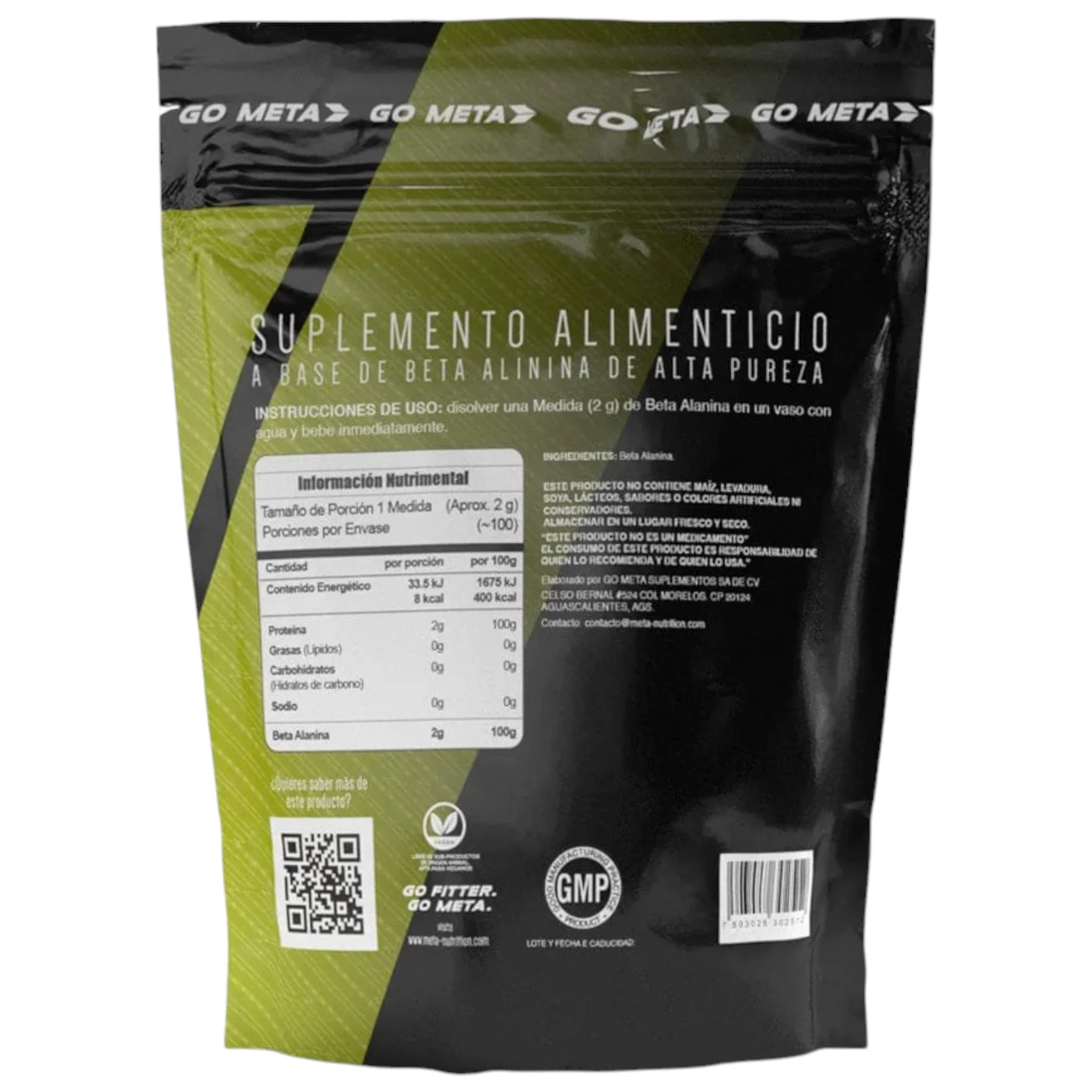 Meta Nutrition Beta Alanina 100 Servicios