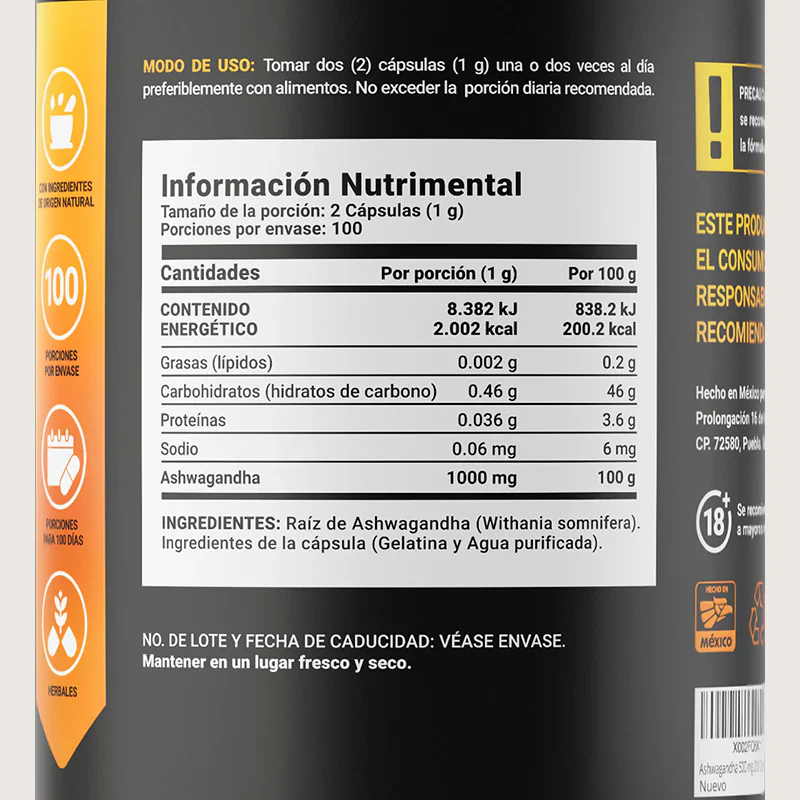 B Life Ashwagandha Root Powder 200 Capsulas