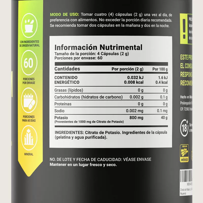 B Life Potassium Citrate 240 Capsulas