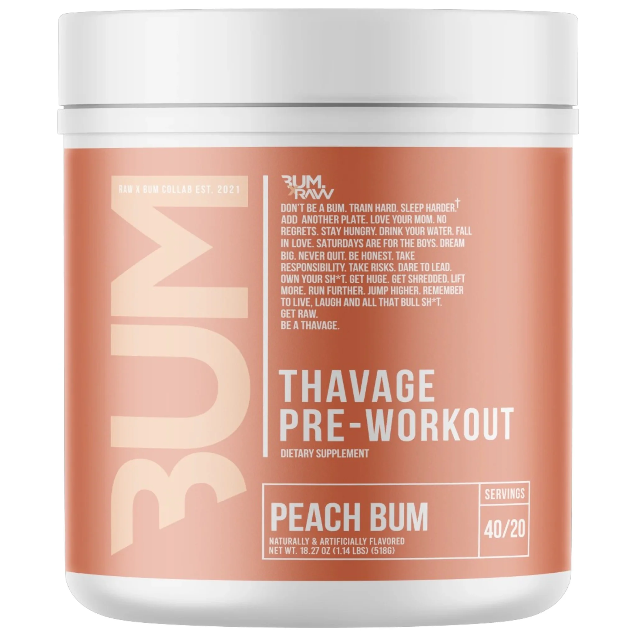 Raw Nutrition Bum Thavage Pre-Workout 40 Servicios