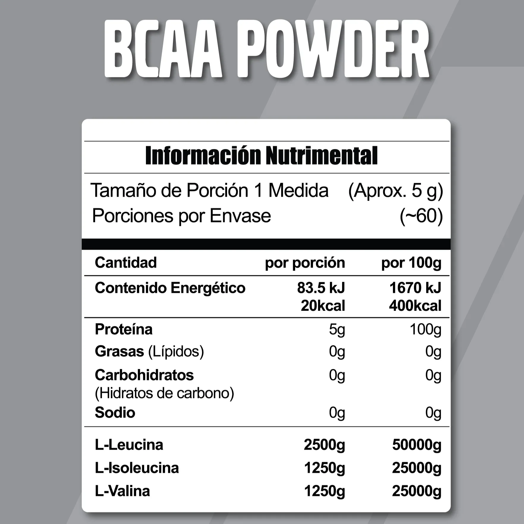 Meta Nutrition Bcaa Powder 60 Servicios