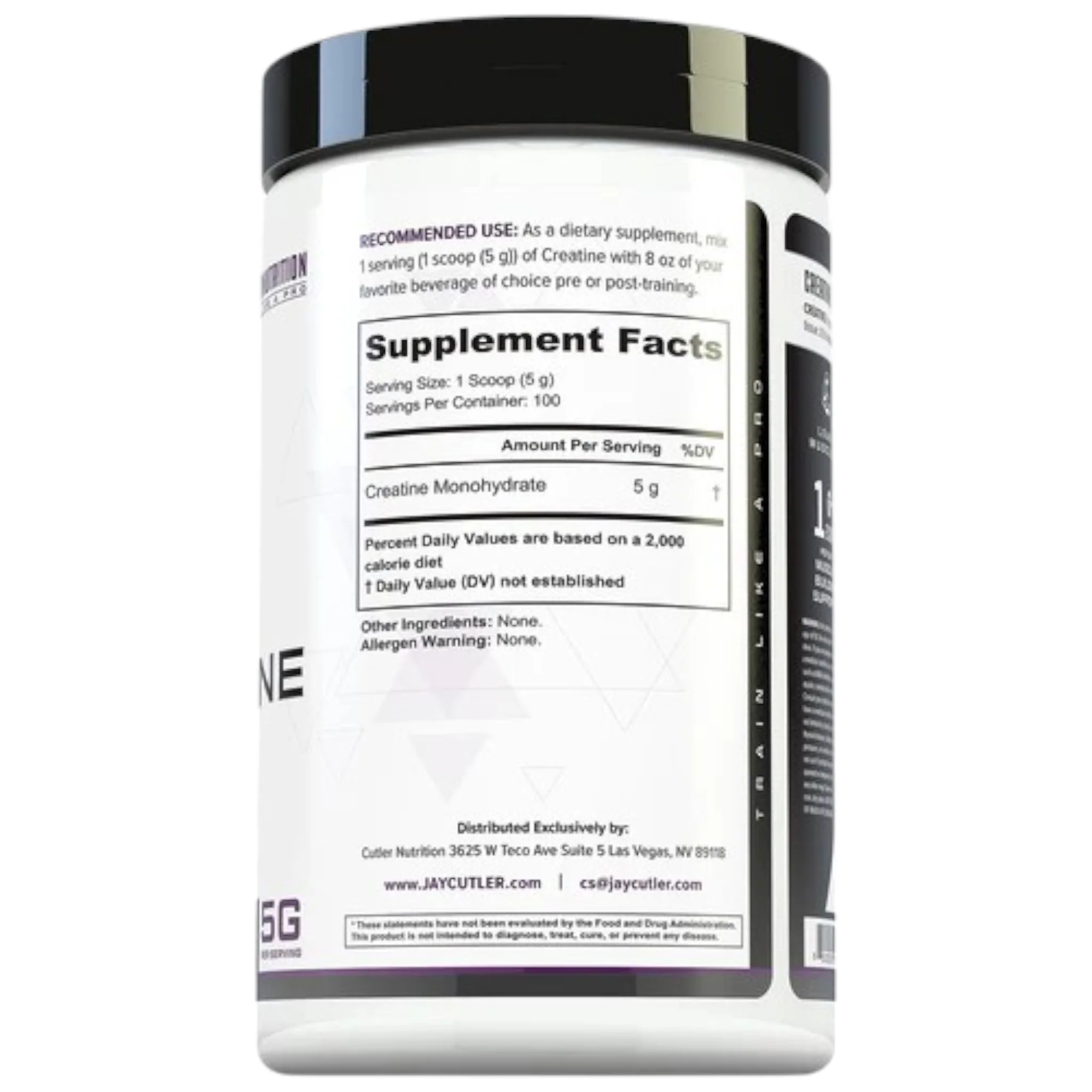 Cutler Nutrition 100% Pure Creatine 500 Gramos 100 Servicios