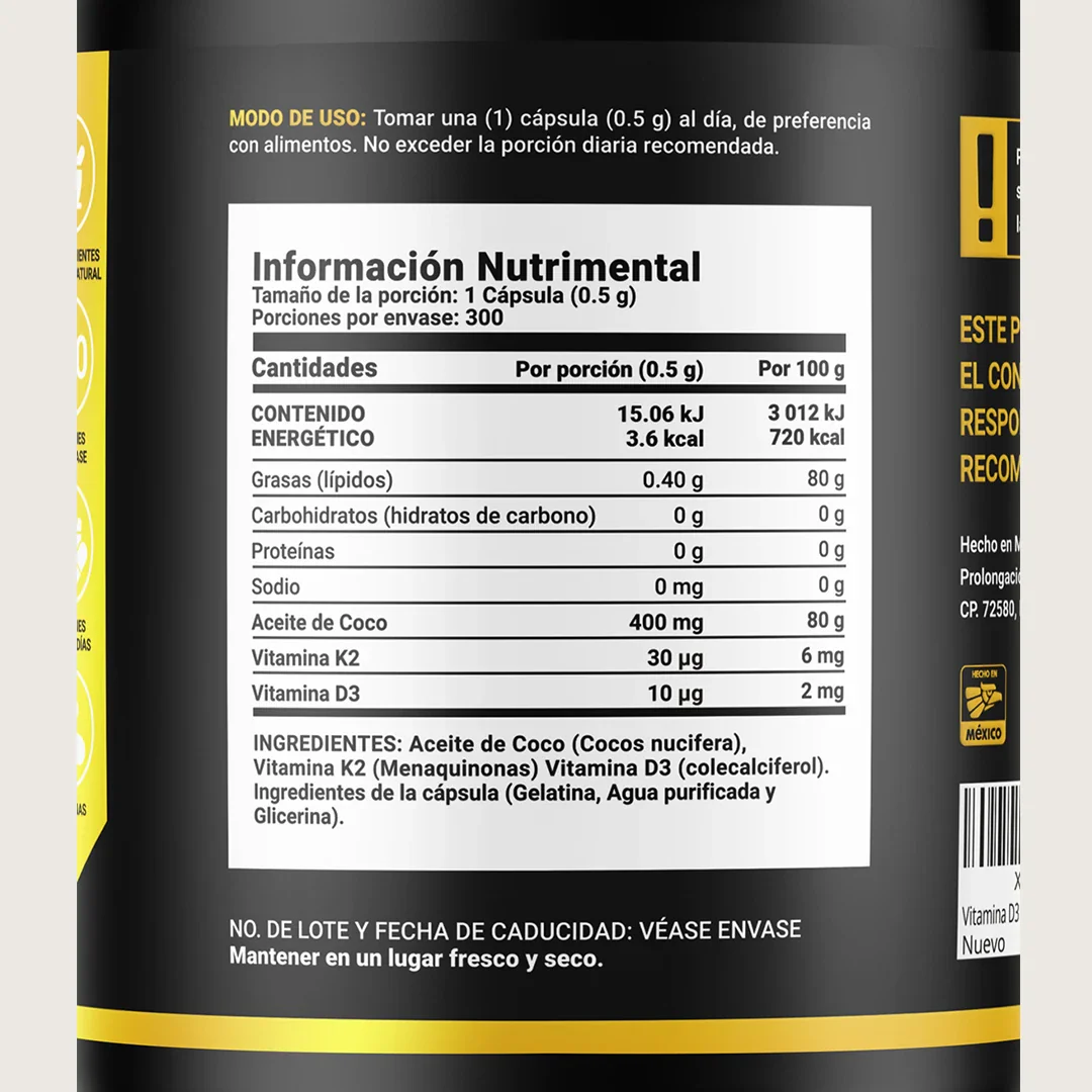 B Life Coconut Oil D3 + K2 300 Capsulas
