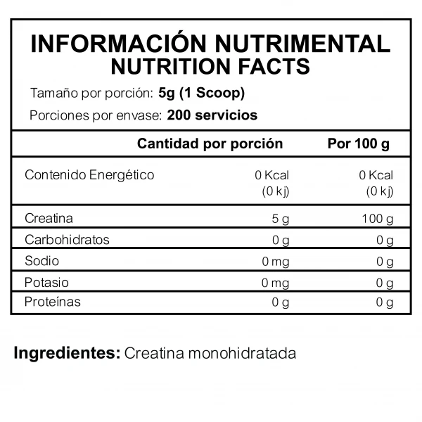 Red Line Crimson Bulk Creatine 1 Kg 200 Servicios