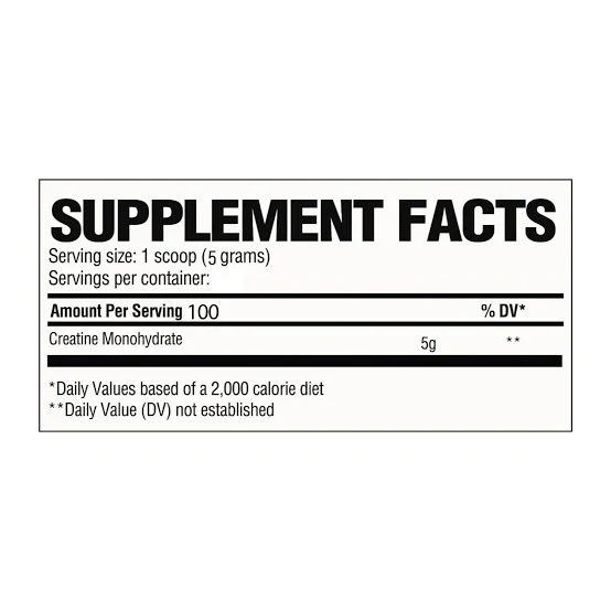 Raw Nutrition Creatine Monohydrate 500 Gramos 100 Servicios