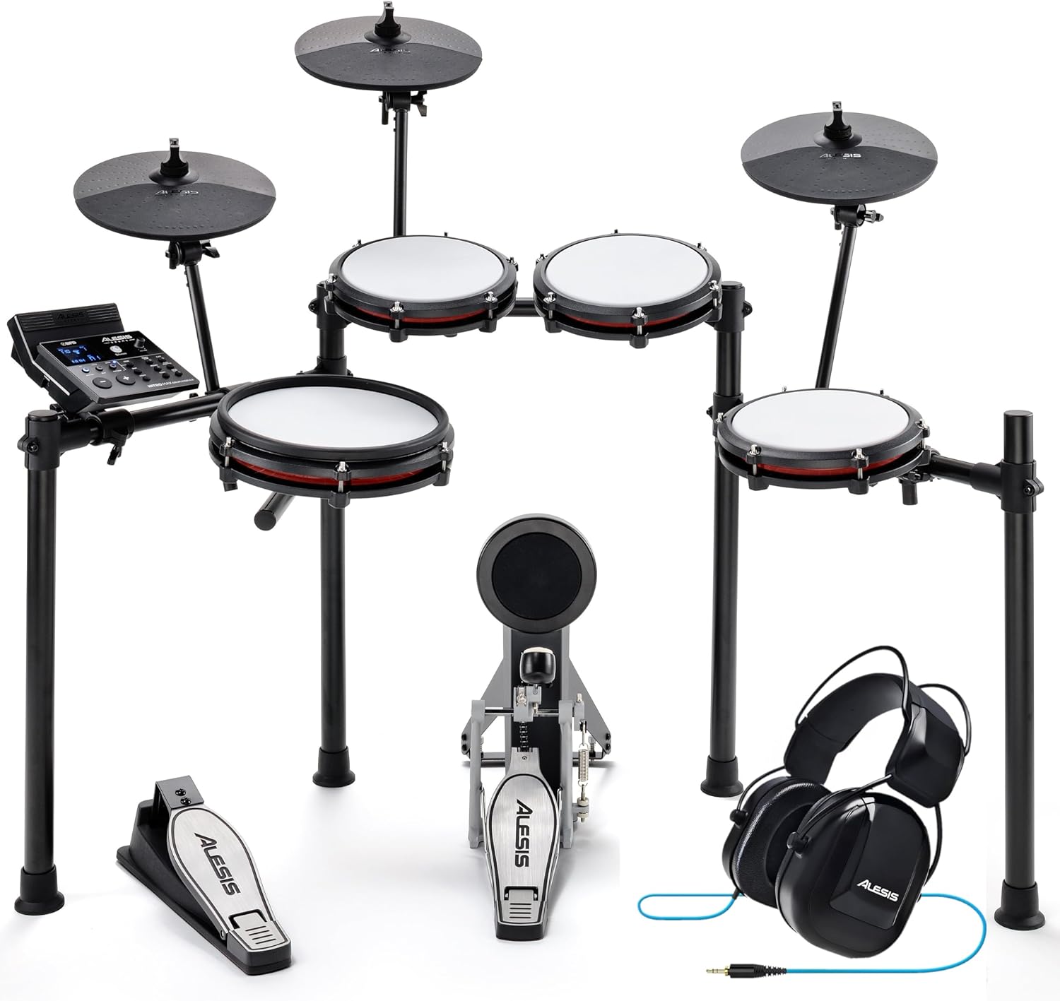 Alesis Nitro Max Kit Batería Electrónica con Parches Silenciosos de Malla, Caja de Doble Zona de 10