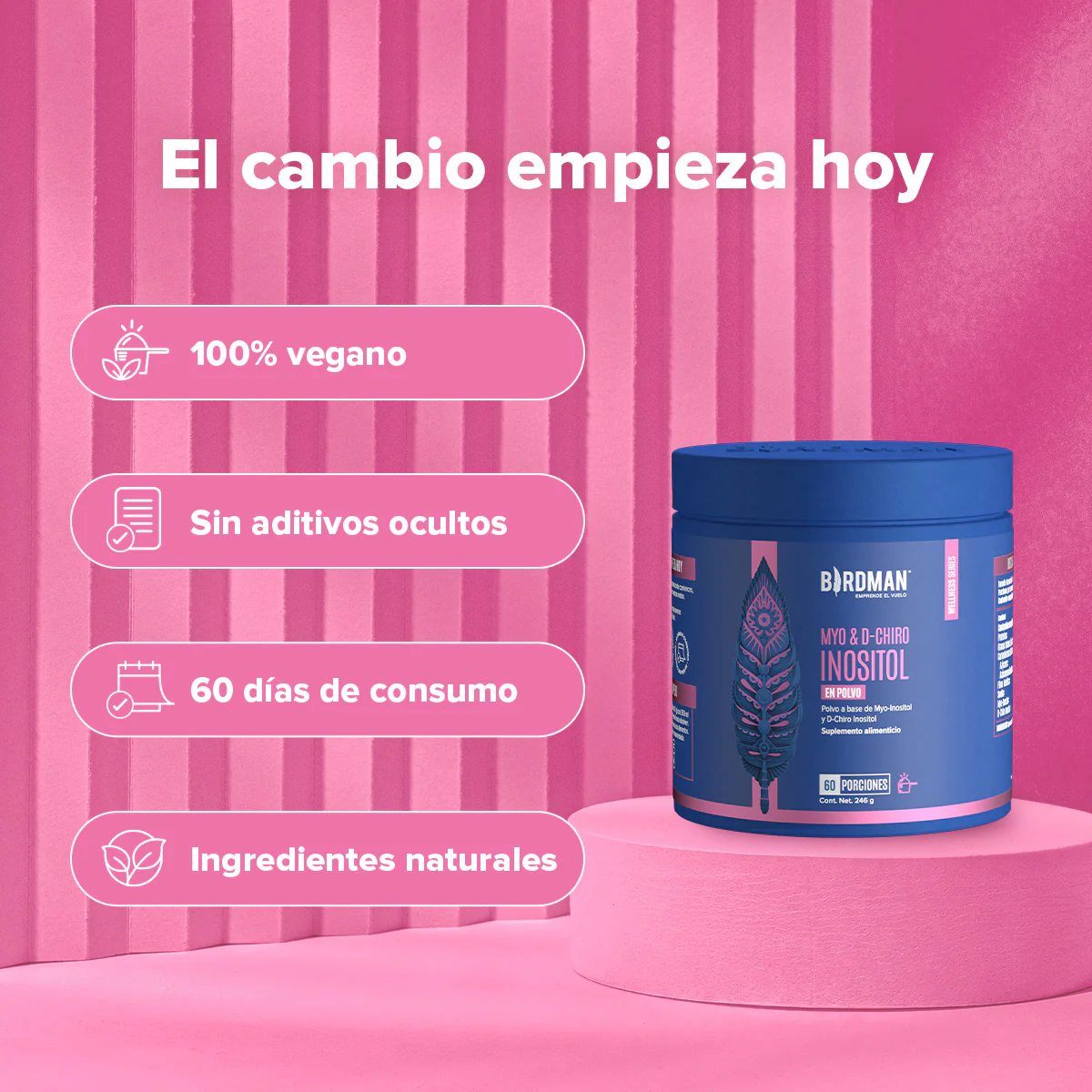 Myo & D-Chiro Inositol en Polvo - 60 Porciones - 246 g