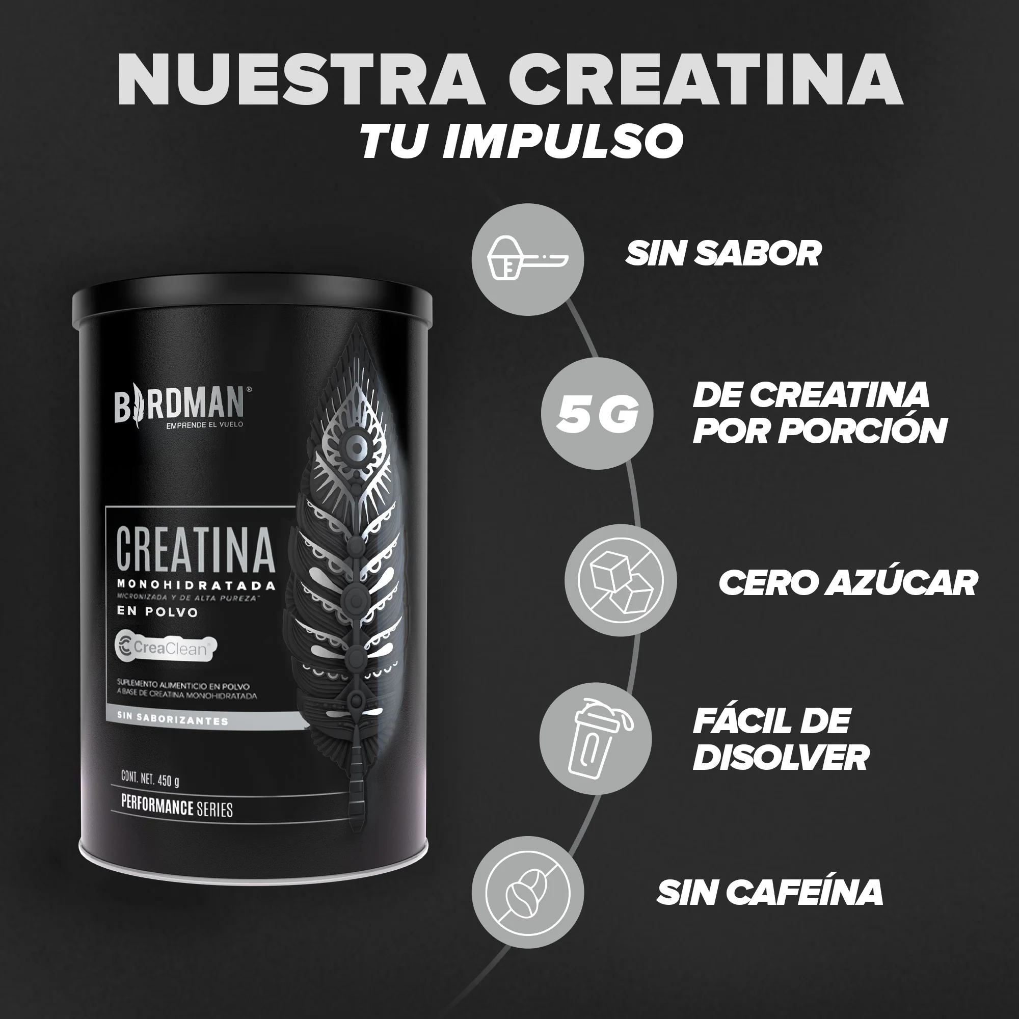 Creatina Monohidratada 450 g - 90 Servicios