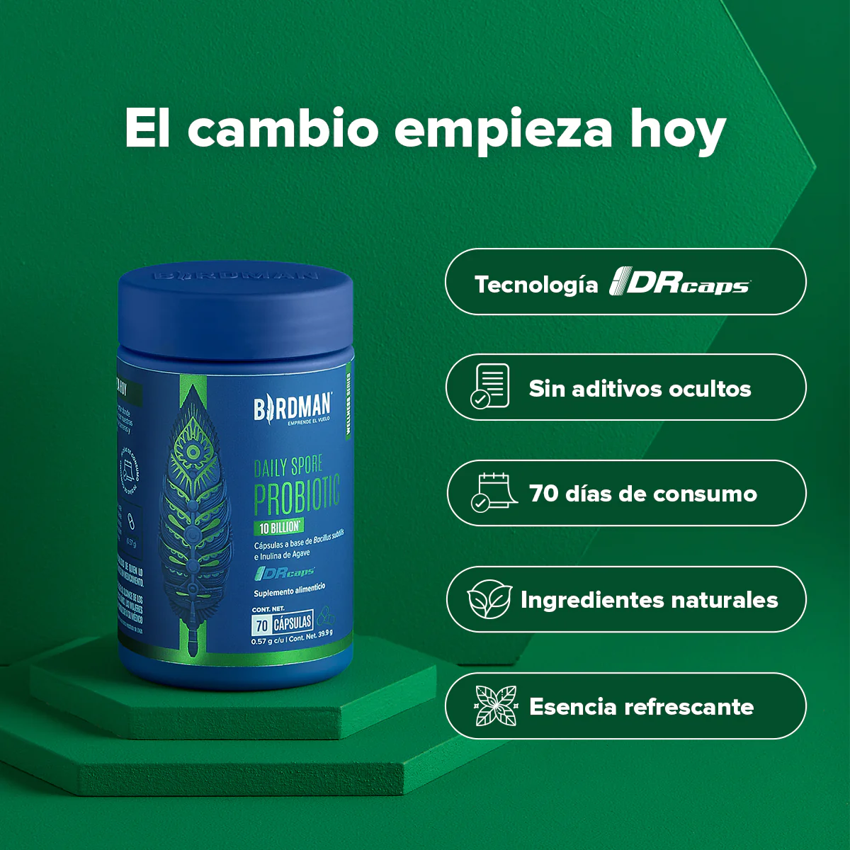 Daily Spore Probiotic - Probióticos con 10 Billones de UFC - 70 Cápsulas - 70 Porciones