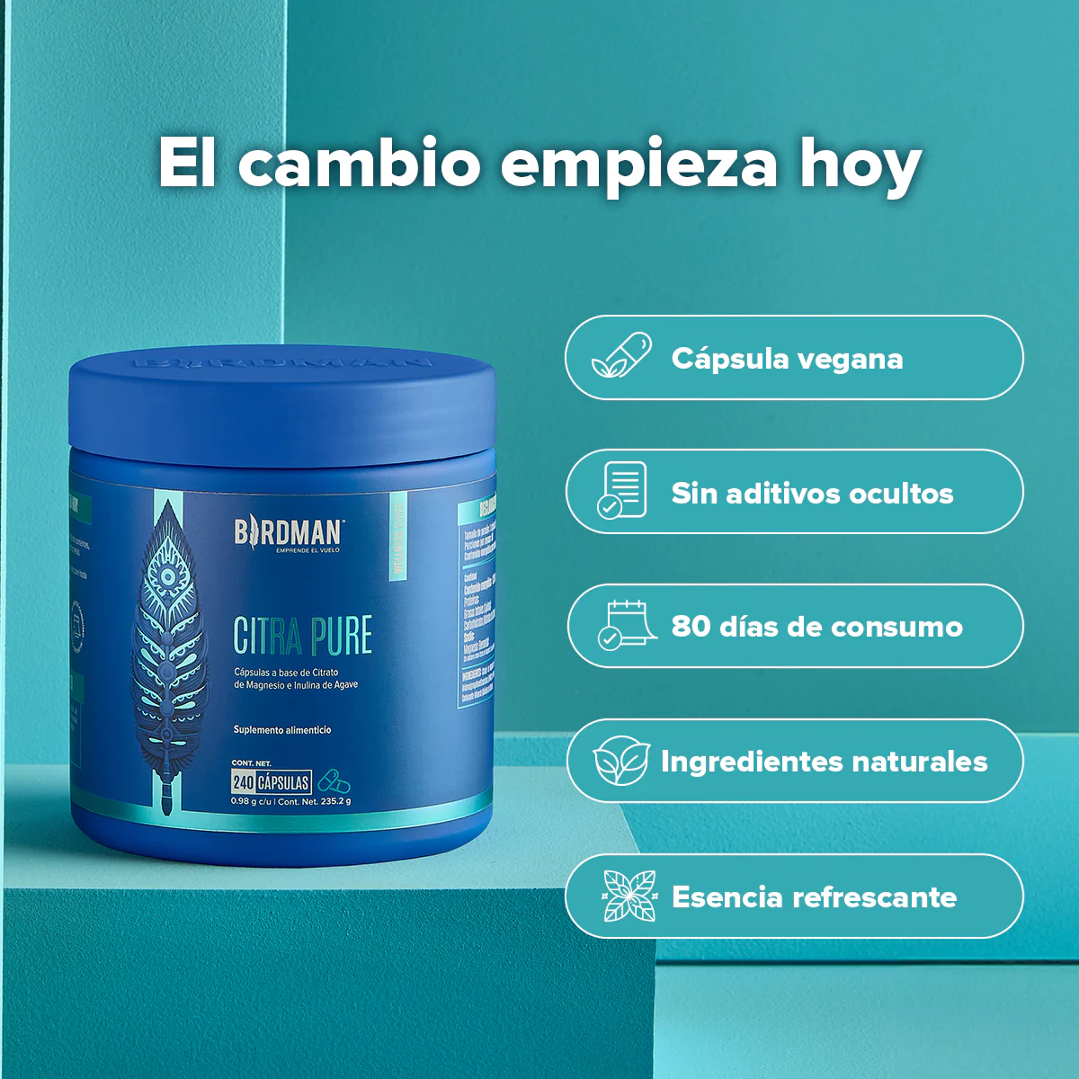 Citrato de Magnesio - 240 Cápsulas - 80 Porciones