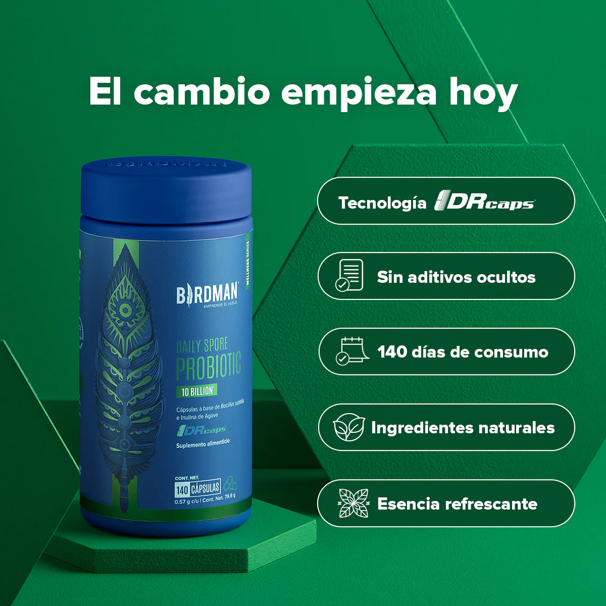 Daily Spore Probiotic - Probióticos con 10 Billones de UFC - 140 Cápsulas - 140 Porciones