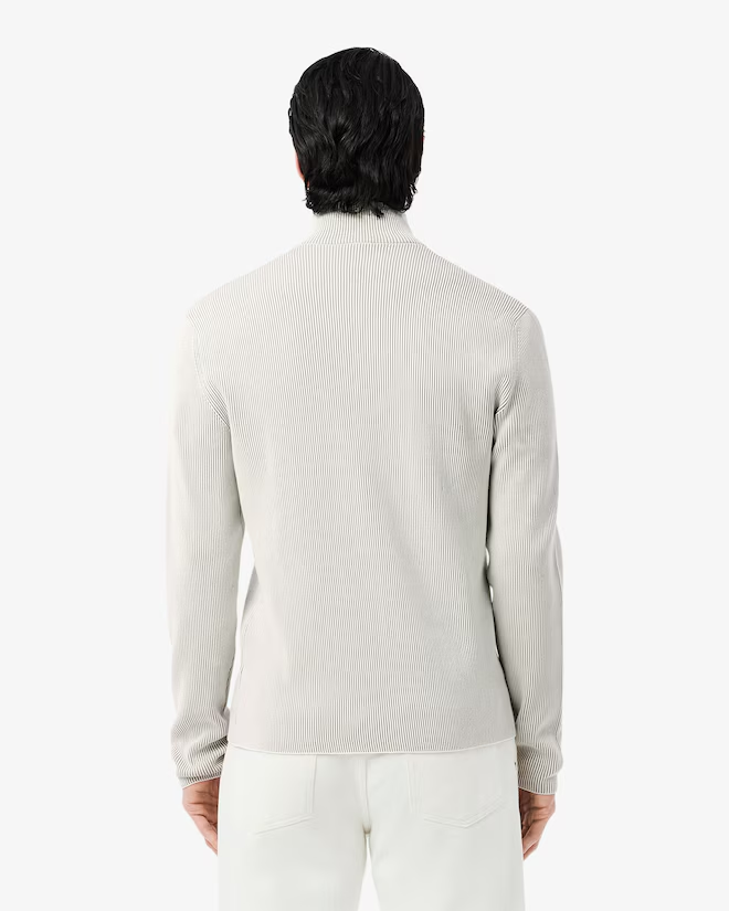 Suéter para hombre de canalé de algodón con Cierre