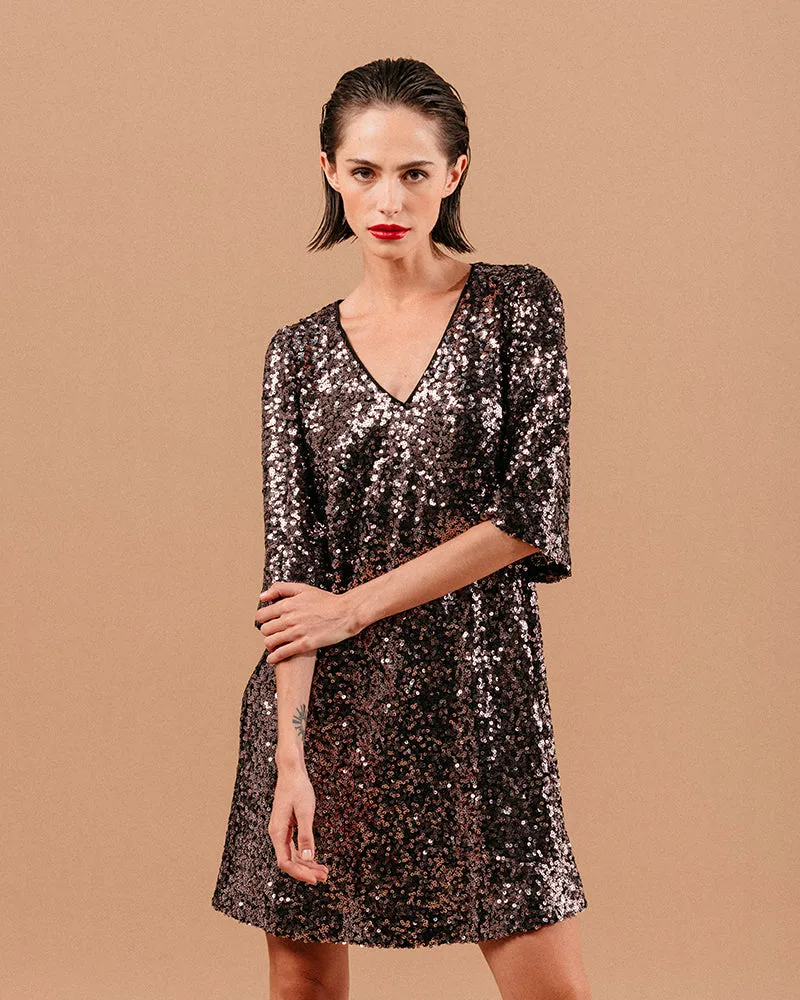 VESTIDO CORTO LUNE CHOCOLATE