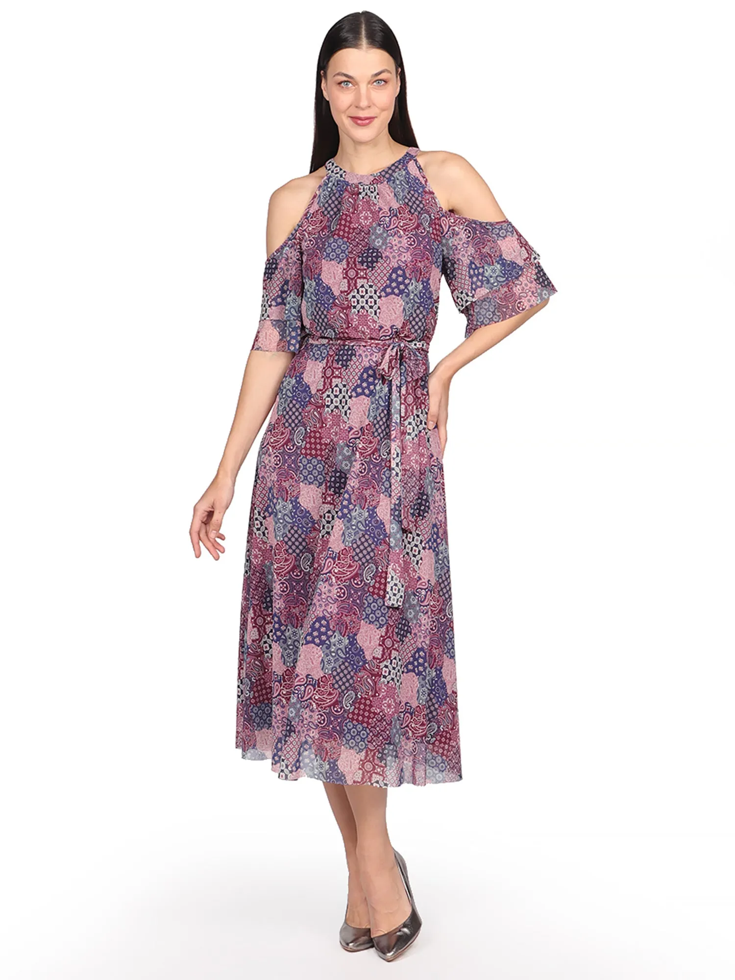 Vestido , Estampado, Manga Descubierta