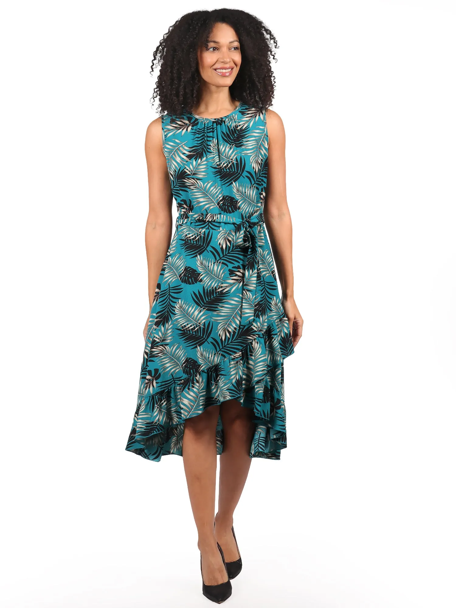 Vestido , Cuello Redondo, Con Amarre, Sin Manga , Estampado
