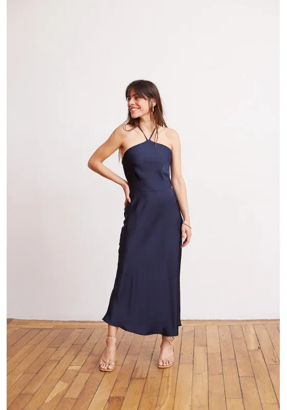VESTIDO EMILY SATIN AZUL NOCHE
