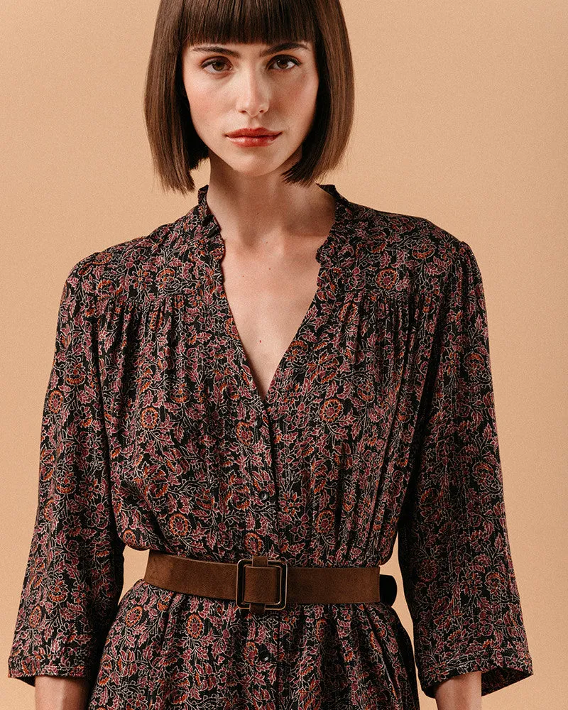 VESTIDO CORTO LISA NEGRO FLORES -20% CH o G