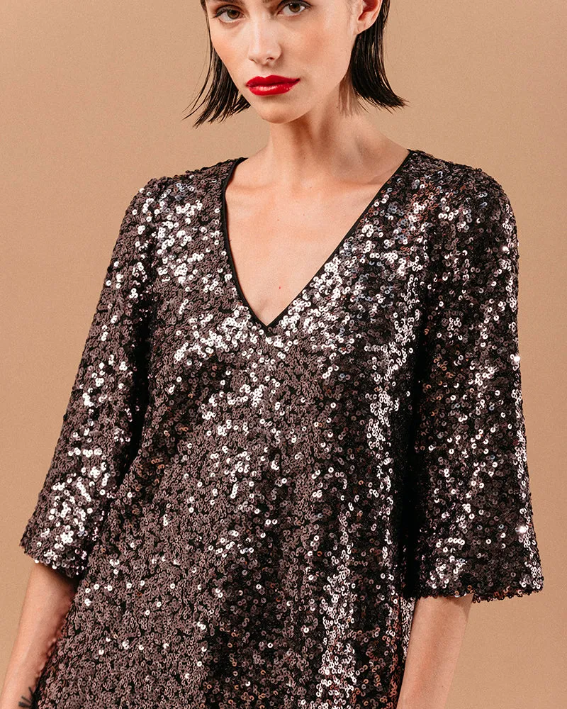 VESTIDO CORTO LUNE CHOCOLATE