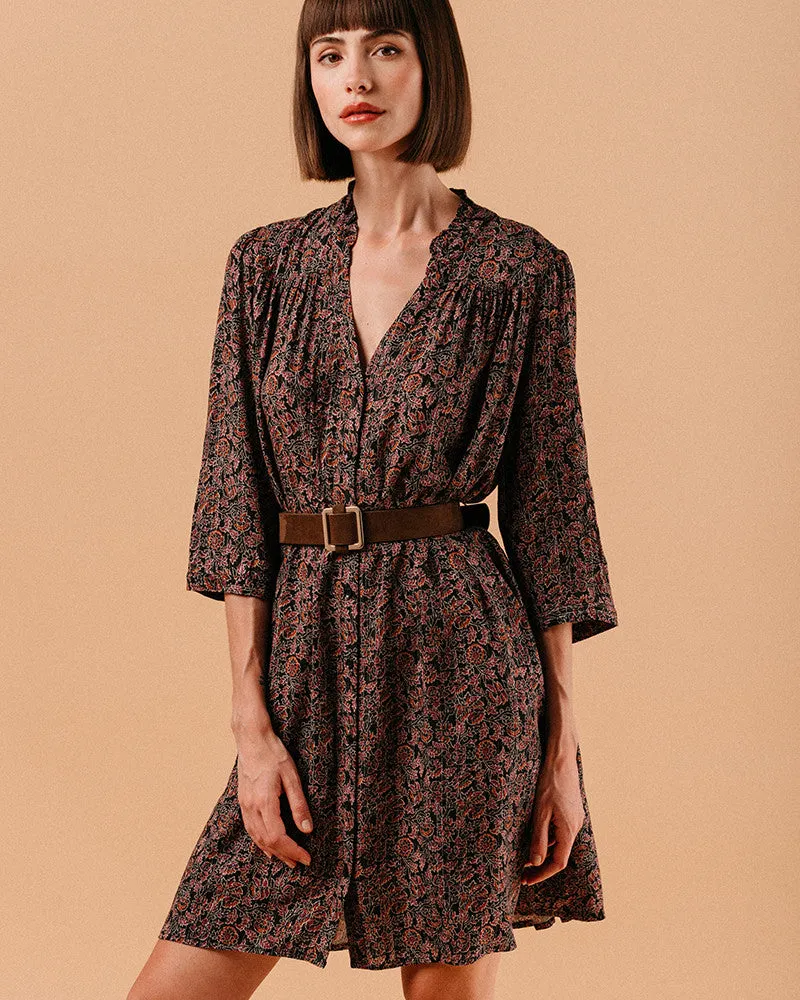 VESTIDO CORTO LISA NEGRO FLORES -20% CH o G