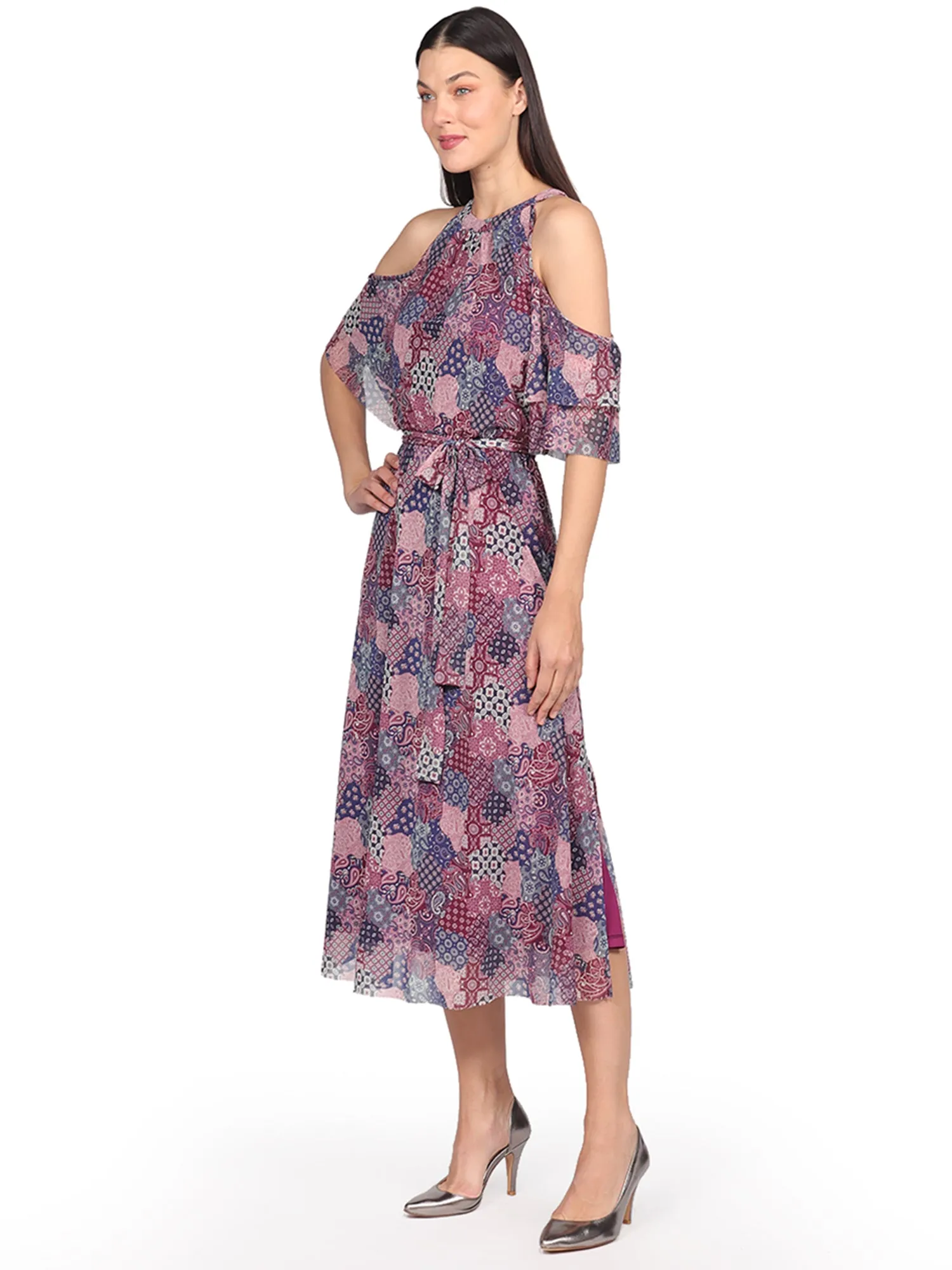Vestido , Estampado, Manga Descubierta