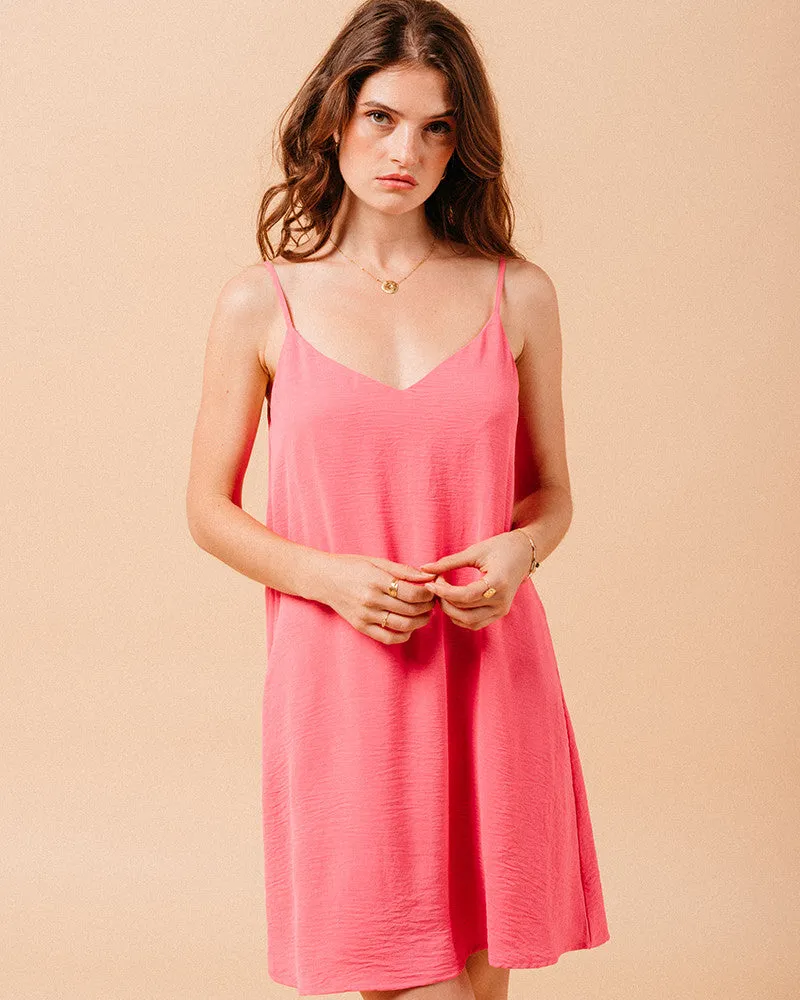 VESTIDO CORTO MINA ROSA FUCSIA