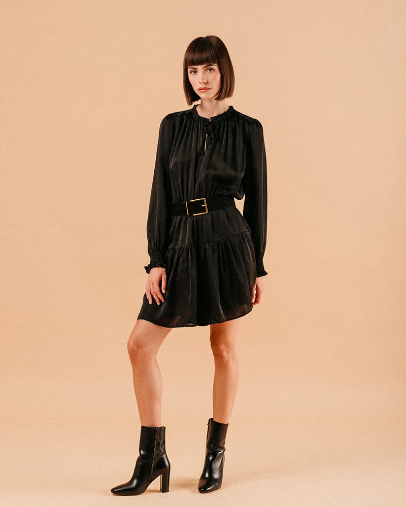 VESTIDO CORTO SATIN LOURDES NEGRO
