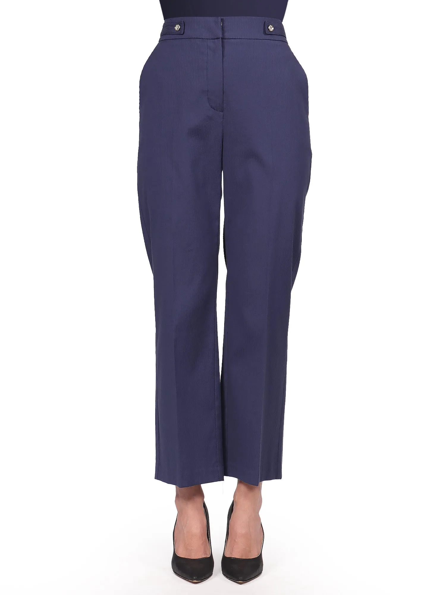 Pantalón Recto, Con Bolsas, Botones en la Cintura