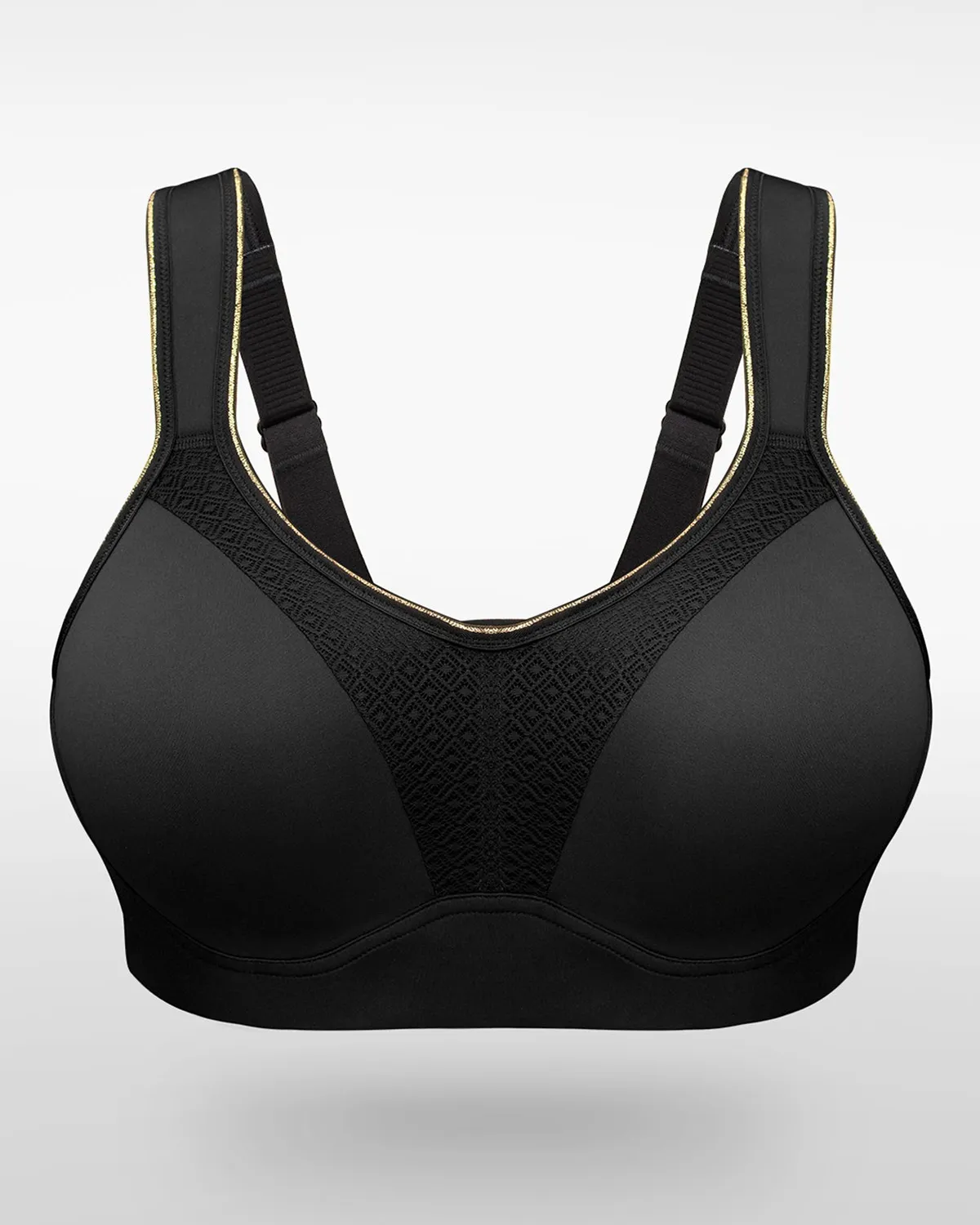 Sujetador deportivo con aros de cobertura total de alto impacto-Negro