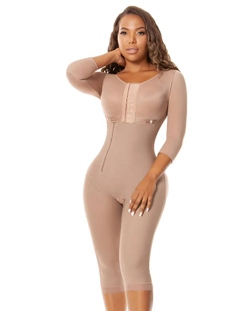 Faja larga hasta la rodilla para uso posquirúrgico, moldeador de cuerpo para mujer, telas de compresión inteligentes