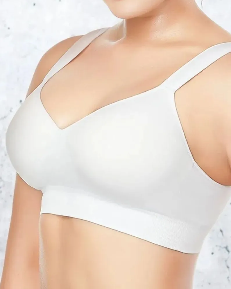 Sujetadores deportivos de yoga sin costuras de cobertura completa-Blanco